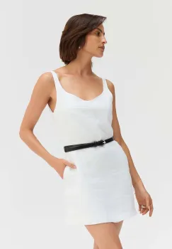 Saint Body rochie din in culoarea alb, mini, drept, SB.559 imagine