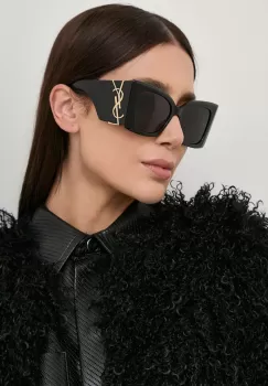 Saint Laurent ochelari de soare femei, culoarea negru imagine