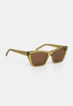Saint Laurent ochelari de soare femei, culoarea verde imagine