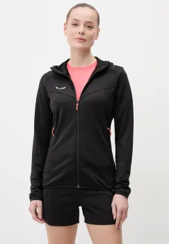 Salewa hanorac in aer liber Puez Altavia culoarea negru, cu gluga, uni, 00.0000029137 imagine