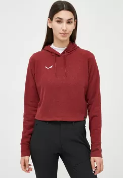 Salewa hanorac Lavaredo Hemp culoarea bordo, cu gluga, cu imprimeu imagine