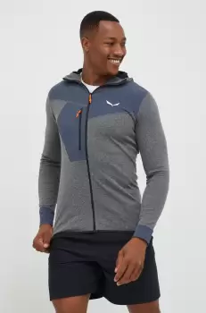 Salewa hanorac Puez 2 Dry barbati, culoarea gri, cu gluga, modelator imagine