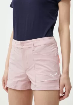 Salewa pantaloni scurti outdoor Puez culoarea roz, neted, medium waist, 00-0000028315 imagine