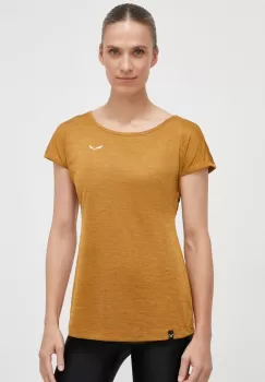 Salewa tricou sport Puez Melange culoarea maro imagine