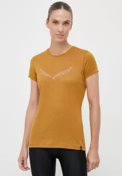 Salewa tricou sport Solidlogo culoarea bej imagine