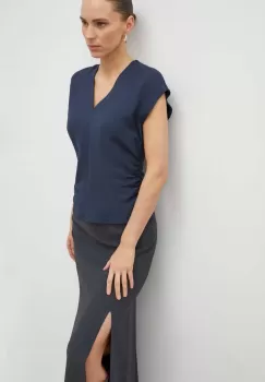 Samsoe Samsoe bluza femei, culoarea albastru marin, neted imagine
