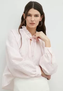 Samsoe Samsoe bluza femei, culoarea roz, neted imagine