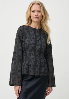 Samsoe Samsoe bluza SAANAI femei, culoarea albastru marin, modelator, F24400157 imagine