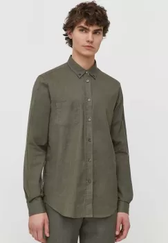 Samsoe Samsoe camasa de in barbati, culoarea verde, cu guler button-down, regular imagine