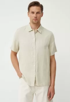 Samsoe Samsoe camasa de in SAAVAN culoarea bej, cu guler clasic, regular, M24100052 imagine