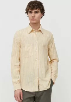 Samsoe Samsoe camasa din amestec de in LIAM culoarea galben, cu guler clasic, regular, M22100012 imagine