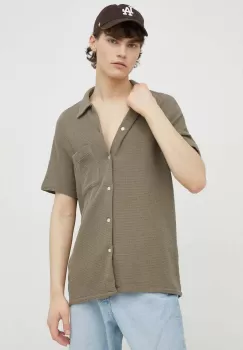 Samsoe Samsoe camasa din bumbac Avan barbati, culoarea verde, cu guler clasic, regular imagine