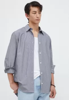 Samsoe Samsoe camasa din bumbac barbati, culoarea gri, cu guler clasic, regular imagine