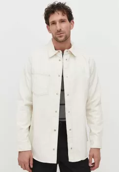 Samsoe Samsoe camasa jeans barbati, culoarea bej, cu guler clasic, relaxed imagine