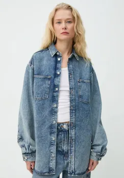 Samsoe Samsoe camasa jeans SAELEANORI femei, cu guler clasic, relaxed, F24400120 imagine