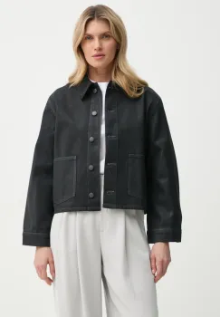 Samsoe Samsoe geaca din denim SANADINA femei, culoarea negru, de tranzitie, oversize, F24400175 imagine