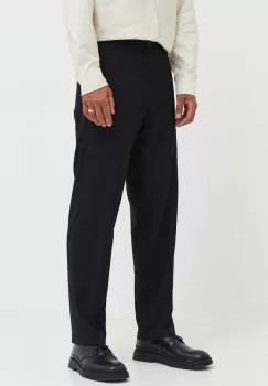 Samsoe Samsoe pantaloni barbati, culoarea negru, drept imagine