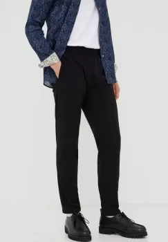 Samsoe Samsoe pantaloni barbati, culoarea negru, mulata imagine