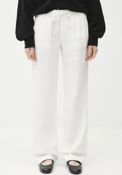 Samsoe Samsoe pantaloni din in HOYS culoarea alb, drept, medium waist, F23900002 imagine