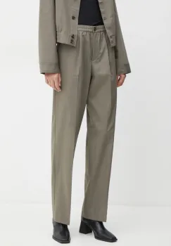 Samsoe Samsoe pantaloni din lana SATOVE culoarea gri, drept, high waist, F24400134 imagine