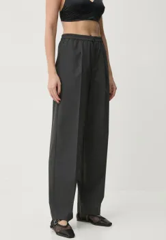 Samsoe Samsoe pantaloni din lana SATOVE culoarea gri, drept, high waist, F24400134 imagine