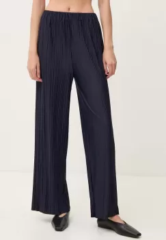 Samsoe Samsoe pantaloni femei, culoarea albastru marin, lat, high waist imagine