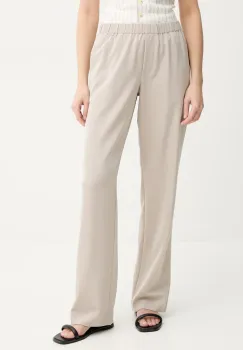 Samsoe Samsoe pantaloni femei, culoarea bej, drept, high waist imagine