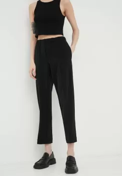Samsoe Samsoe pantaloni femei, culoarea negru, drept, high waist imagine