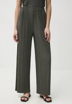 Samsoe Samsoe pantaloni femei, culoarea verde, lat, high waist imagine