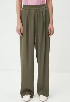 Samsoe Samsoe pantaloni JULIA femei, culoarea verde, lat, high waist, F23100048 imagine