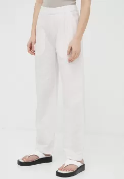 Samsoe Samsoe pantaloni Meme femei, culoarea roz, drept, high waist imagine