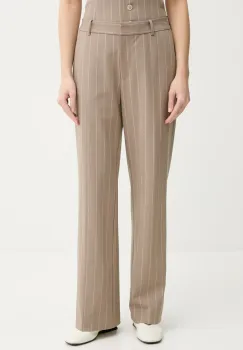 Samsoe Samsoe pantaloni SALARA femei, culoarea bej, drept, high waist, F25100183 imagine