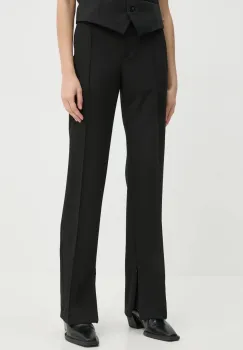 Samsoe Samsoe pantaloni SALOTI femei, culoarea negru, drept, high waist, F24400193 imagine