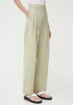 Samsoe Samsoe pantaloni SALUZY femei, culoarea verde, fason chinos, high waist, F24200070 imagine
