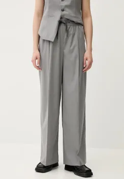 Samsoe Samsoe pantaloni SARILA culoarea gri, lat, high waist, F25200049 imagine