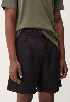 Samsoe Samsoe pantaloni scurti din amestec de in SAHAMMEL culoarea negru, M24200051 imagine