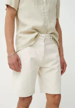Samsoe Samsoe pantaloni scurti jeans SAEDDIE barbati, culoarea bej, M24200004 imagine