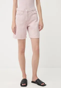 Samsoe Samsoe pantaloni scurti jeans SASHELLY culoarea roz, uni, high waist, F25200013 imagine