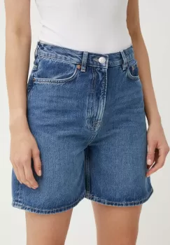Samsoe Samsoe pantaloni scurti jeans SASHELLY femei, neted, high waist, F24200011 imagine