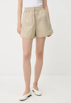 Samsoe Samsoe pantaloni scurti SAYUNA culoarea bej, uni, high waist, F25200004 imagine