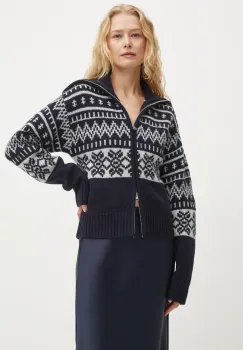 Samsoe Samsoe pulover de lana SALOUISA femei, culoarea albastru marin, calduros, F24400082 imagine