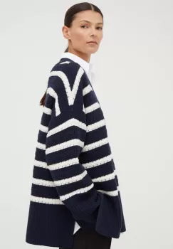 Samsoe Samsoe pulover din amestec de lana femei, culoarea albastru marin, calduros imagine