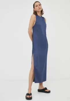 Samsoe Samsoe rochie culoarea albastru marin, maxi, drept imagine