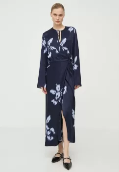 Samsoe Samsoe rochie culoarea albastru marin, maxi, evazati imagine