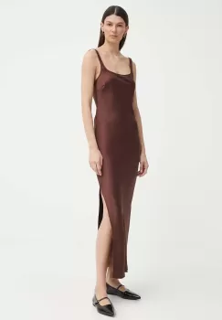 Samsoe Samsoe rochie culoarea maro, maxi, drept imagine