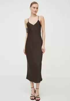 Samsoe Samsoe rochie culoarea maro, midi, drept imagine