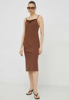 Samsoe Samsoe rochie culoarea maro, midi, drept imagine