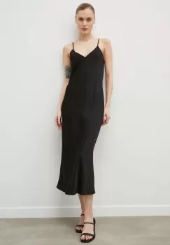 Samsoe Samsoe rochie culoarea negru, midi, drept imagine