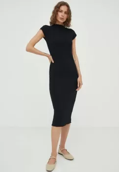 Samsoe Samsoe rochie culoarea negru, midi, mulata imagine