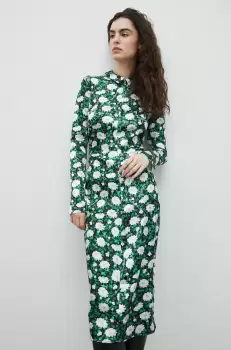 Samsoe Samsoe rochie culoarea verde, midi, drept imagine